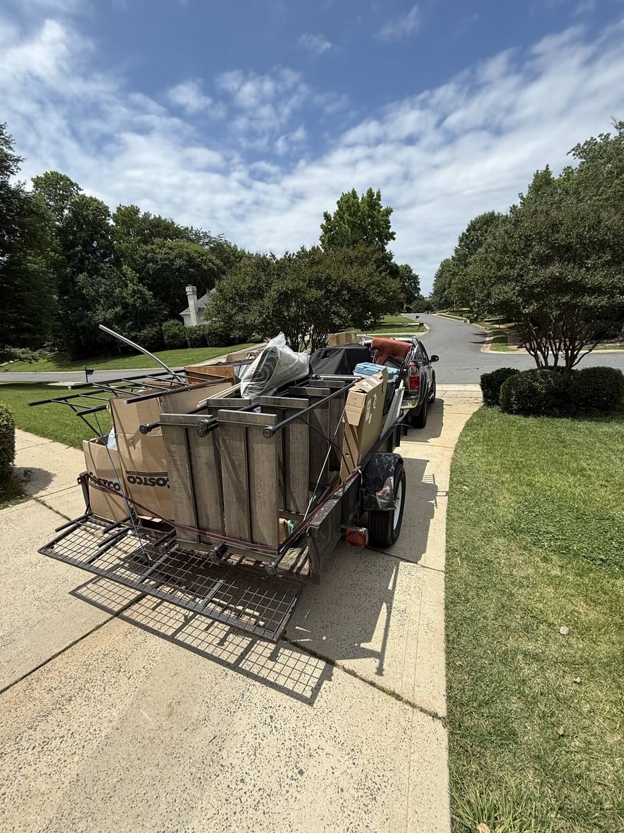A loaded Mount N Muscle trailer after clearing a storage unit in the Charlotte metro