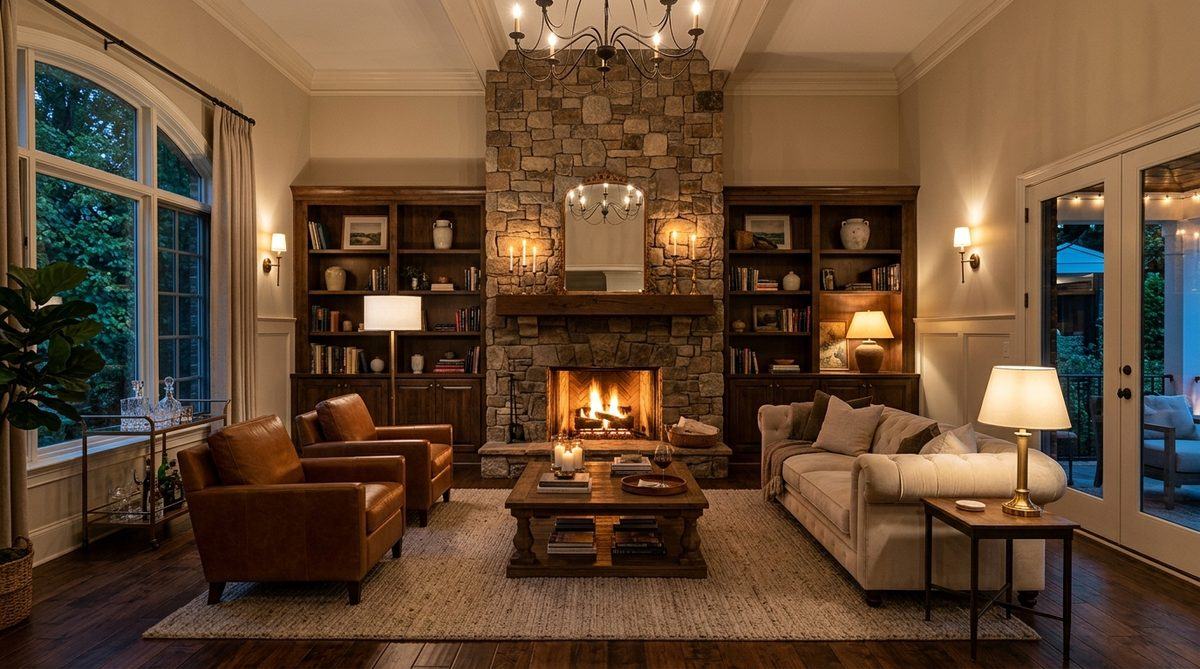 Living room before TV mounting in Charlotte NC